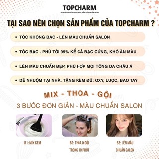 [CAO CẤP] Thuốc nhuộm tóc  ĐỎ ÁNH TÍM không tẩy tóc, tặng kèm gói dưỡng và bộ dụng cụ tại nhà TOPCHARM-CHAMIS