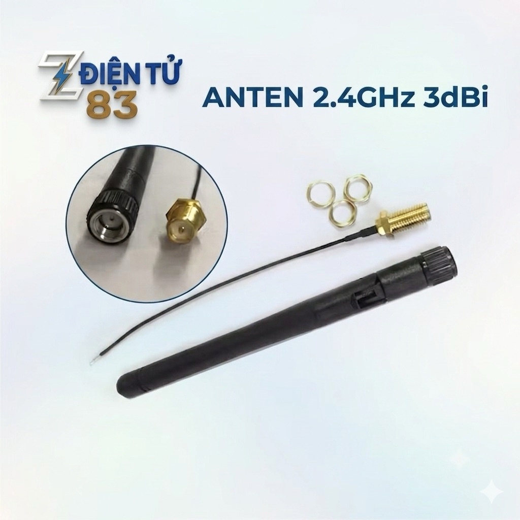 Anten  2.4GHZ 3dBi chất lượng. ( cả bộ kèm 1 Anten+ 1 dây jack )