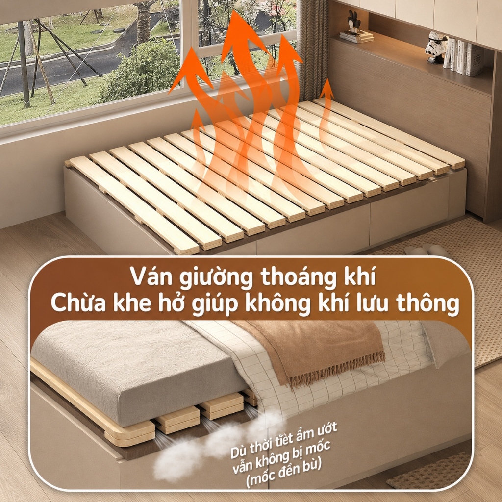 Giường Pallet Gấp Gọn Gỗ Thông CONOCO Không Cần Lắp Đặt Thoáng Khí Chống Ẩm Mốc