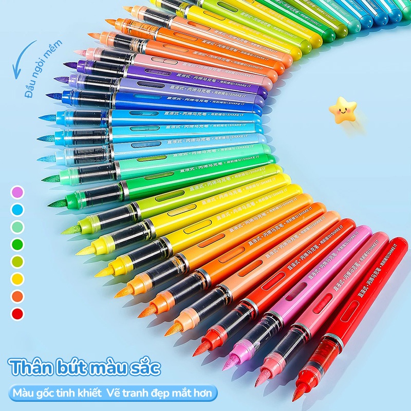 Acrylic Marker Set Cho Bé Vẽ Tranh Màu Sắc Tươi Sáng Hộp 12/24/36/48 Màu Dụng Cụ Học Tập Không Lem Chống Nước