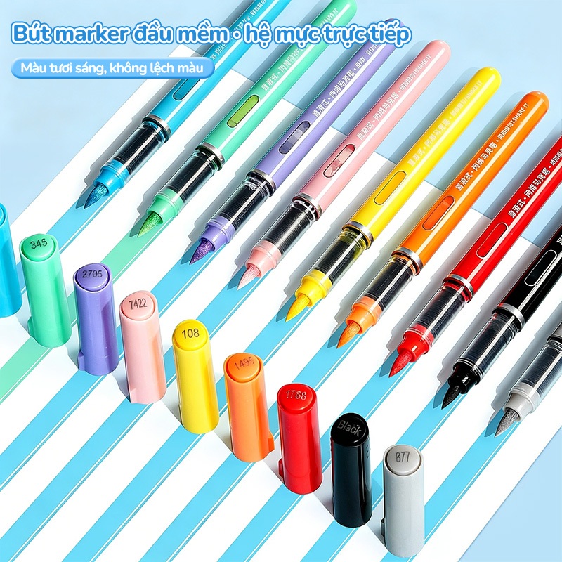 Acrylic Marker Set Cho Bé Vẽ Tranh Màu Sắc Tươi Sáng Hộp 12/24/36/48 Màu Dụng Cụ Học Tập Không Lem Chống Nước