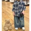 Bộ Sơ Mi Kẻ Caro Dài Tay Phối Quần Jeans Phong Cách Năng Động Cho Bé _ B57/Bộ Smi caro - MOONIEKID