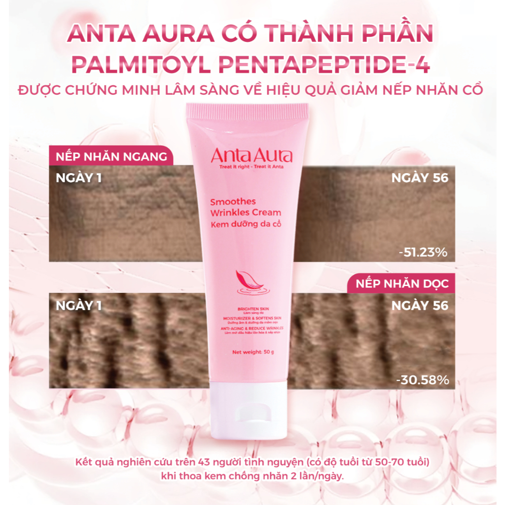 [Combo 3] Kem dưỡng da cổ Anta Aura giảm nhăn, dưỡng ẩm, sáng da, chiết xuất hoa sen -  1 tuýp 50g