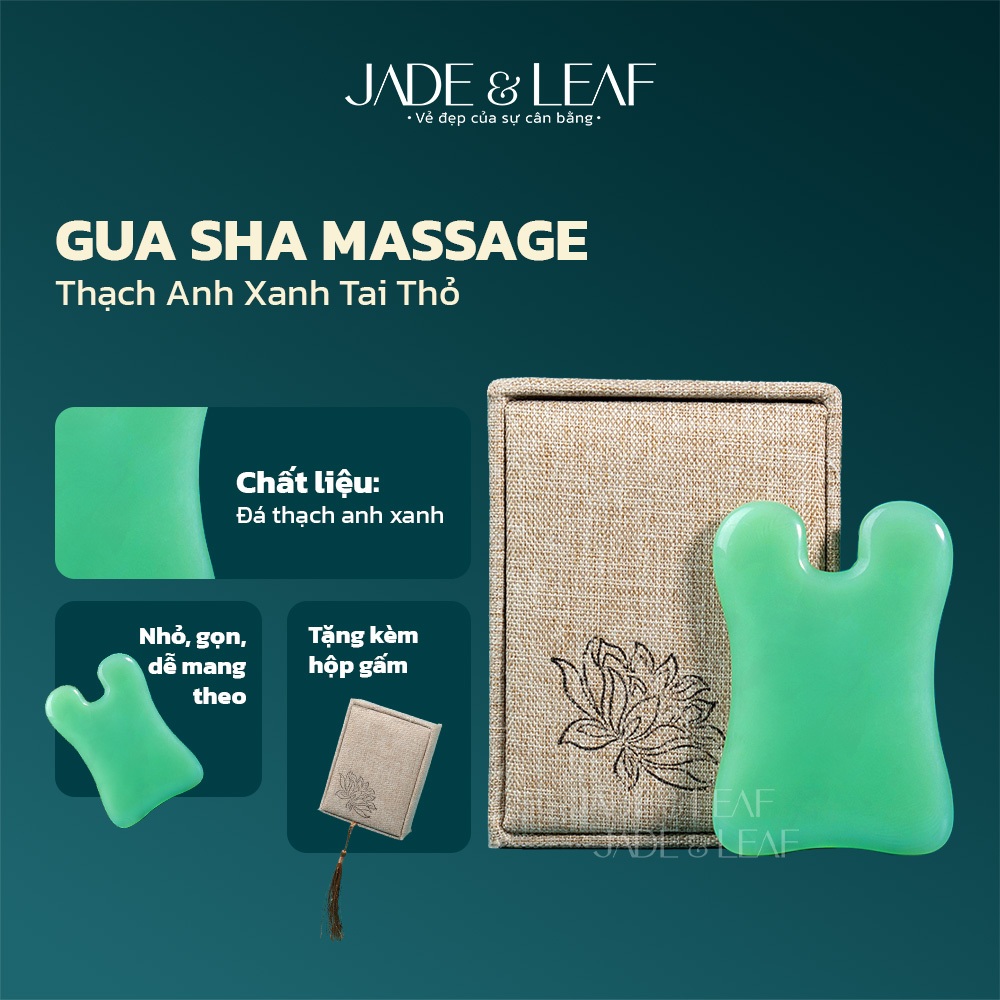 Đá Massage Mặt Guasha Jade&Leaf Đá Thạch Anh Thiên Nhiên Hình Tai Thỏ Nâng Cơ Mát Xa Hỗ Trợ Ngủ Ngon
