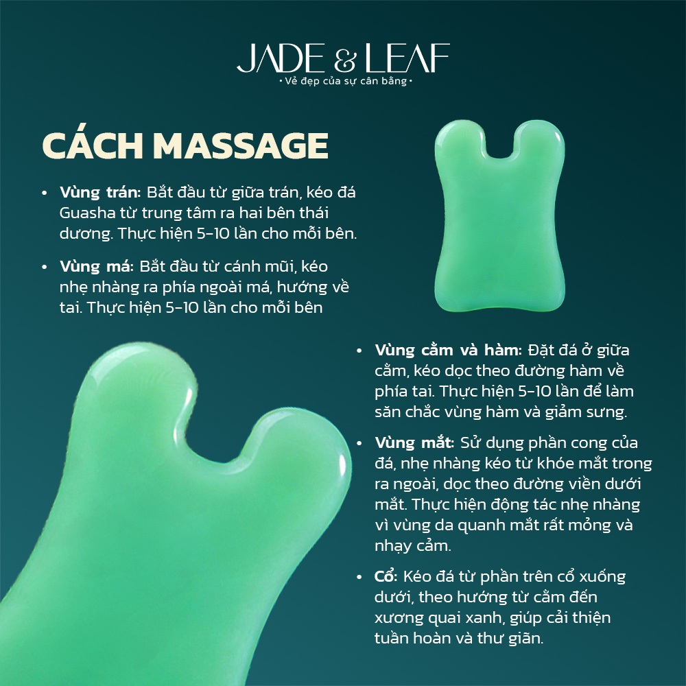 Đá Massage Mặt Guasha Jade&Leaf Đá Thạch Anh Thiên Nhiên Hình Tai Thỏ Nâng Cơ Mát Xa Hỗ Trợ Ngủ Ngon