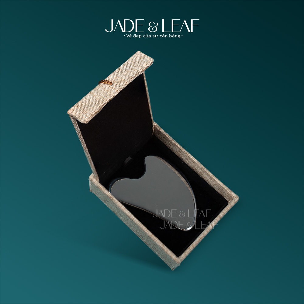 Đá Massage Mặt Guasha Jade&Leaf Thép Không Gỉ Nâng Cơ Mặt Mát Xa Hỗ Trợ Giấc Ngủ Thư Giãn Da Mặt