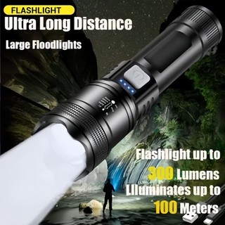 Super Bright Rechargeable LED Flashlight Waterproof Zoom Portable Strong Light for Outdoor&Home Use
