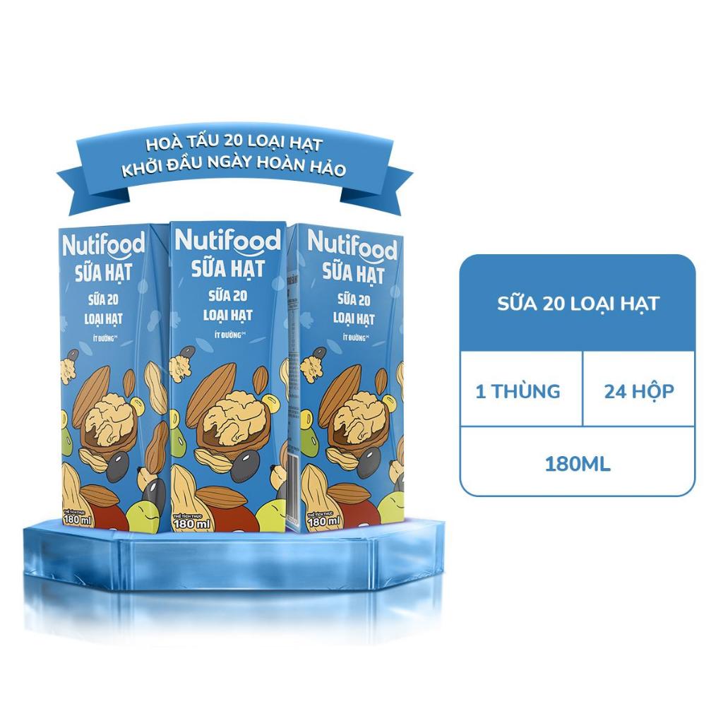 [KOL] Thùng 24 Hộp Sữa Hạt Nutifood 180ml (Sữa Mầm Đậu Nành - Sữa Yến Mạch - 20 Loại Hạt)