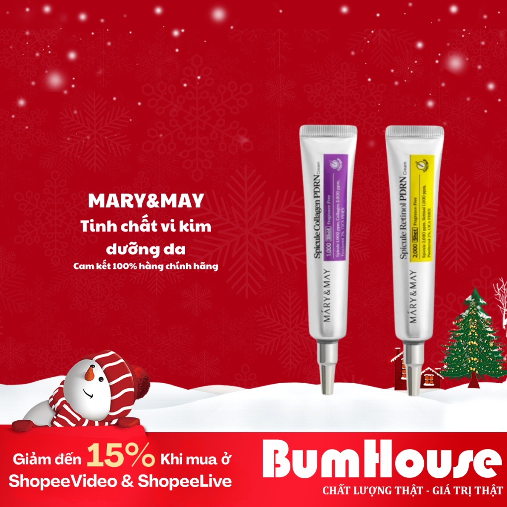 Kem dưỡng vi kim Mary&May Spicule Collagen PDRN/Retinol PDRN Cream 15g