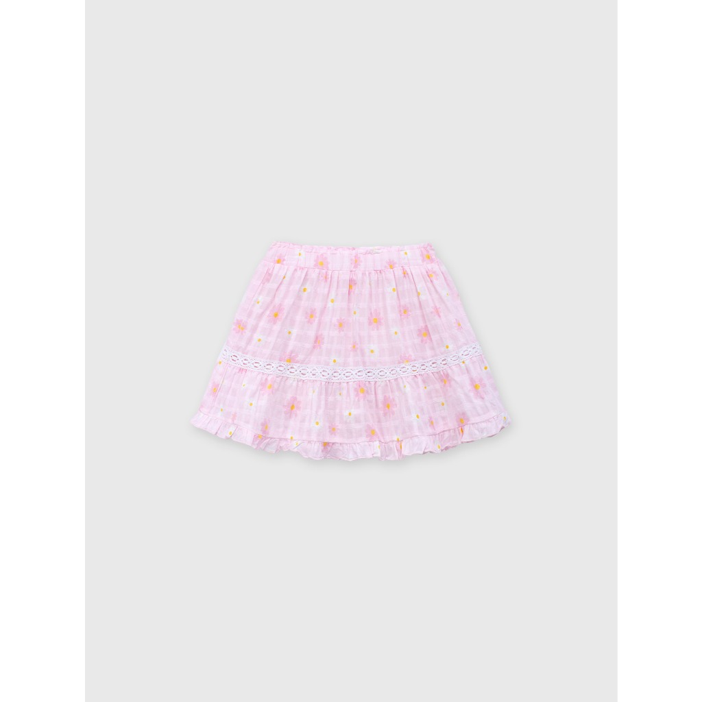 Chân váy bé gái CANIFA chất liệu cotton mềm mại dáng xòe phối ren in họa tiết hoa nhí 1KS26S003