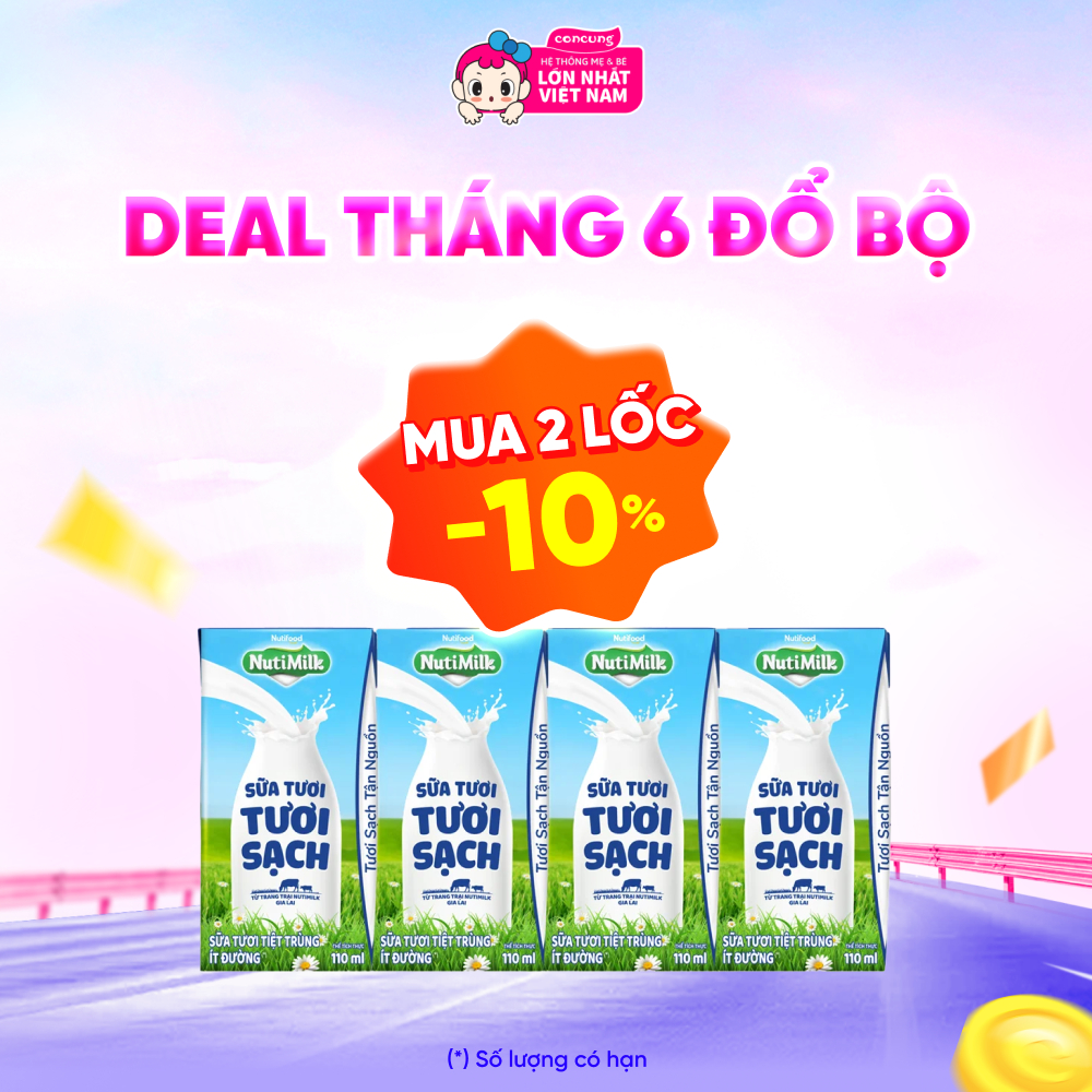 Sữa tươi sạch tiệt trùng Nutimilk, ít đường, 110ml (lốc 4 hộp)