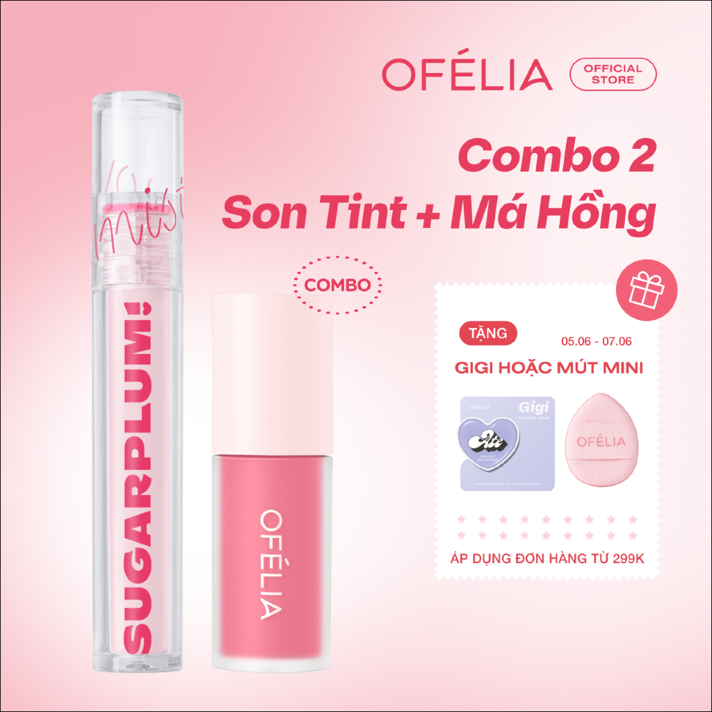 [LS] Combo Son Và Má Hồng OFÉLIA SUGARPLUM - MistyNow Blurring Tint + Lolli Liquid Blush (3.8g x 4.6g)