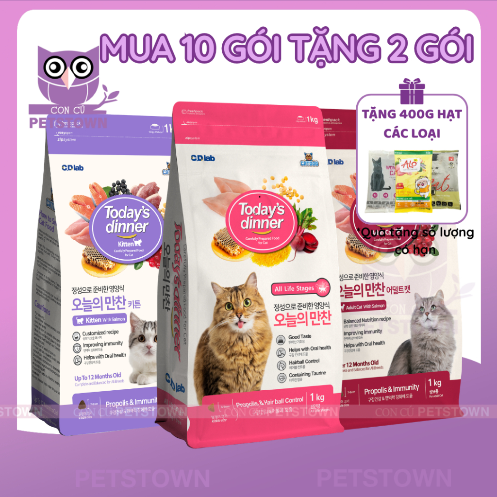 [THÙNG 12 GÓI] Today's Dinner -Thức ăn cho mèo các loại Chính Hãng nhập khẩu Hàn Quốc