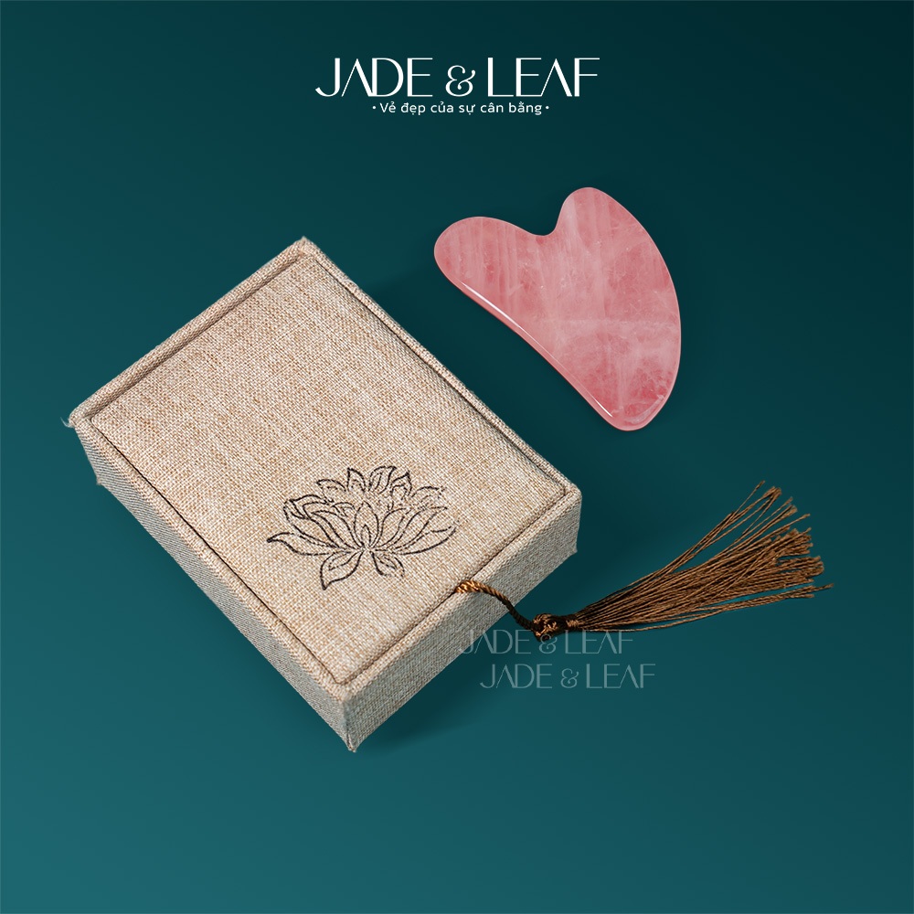 Đá Massage Mặt Guasha Jade&Leaf Đá Thạch Anh Hồng Tự Nhiên Nâng Cơ Mặt Mát Xa Hỗ Trợ Giấc Ngủ