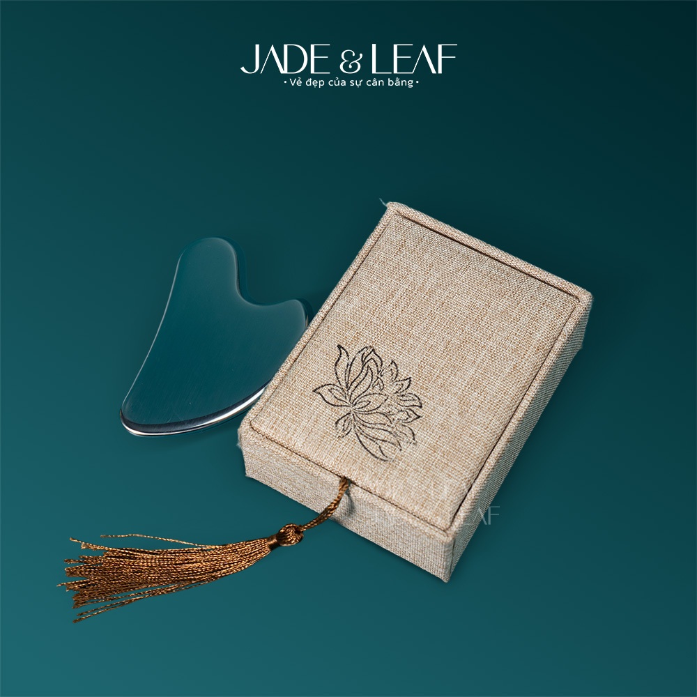 Đá Massage Mặt Guasha Jade&Leaf Thép Không Gỉ Nâng Cơ Mặt Mát Xa Hỗ Trợ Giấc Ngủ Thư Giãn Da Mặt