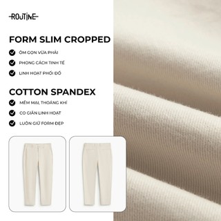 Quần Kaki Nam Cotton Trơn Form Slim Cropped - Routine 10S25PCA015