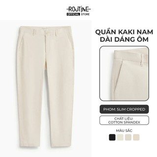 Quần Kaki Nam Cotton Trơn Form Slim Cropped - Routine 10S25PCA015