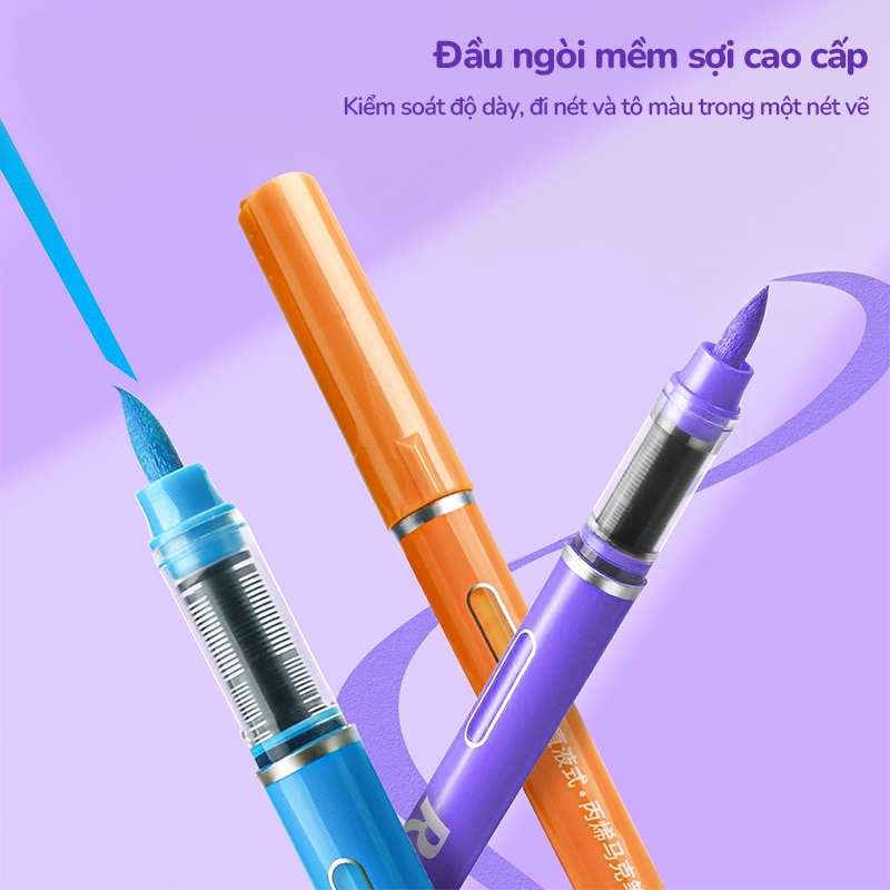 Bút Màu Màu Acrylic Marker Nhiều Màu Tranh Vẽ Cho Bé Ngòi Brush Combo Hộp Đa Dạng Màu Sắc Vẽ Được Trên Mọi Chất Liệu