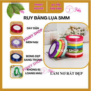 Ruy Băng Lụa 5mm, 0.5cm Satin Vải 22 Mét - 1 Cuộn 2 Cuộn Làm Nơ Giá Rẻ Gói Quà Trang Trí Decor Phụ Liệu Handmade