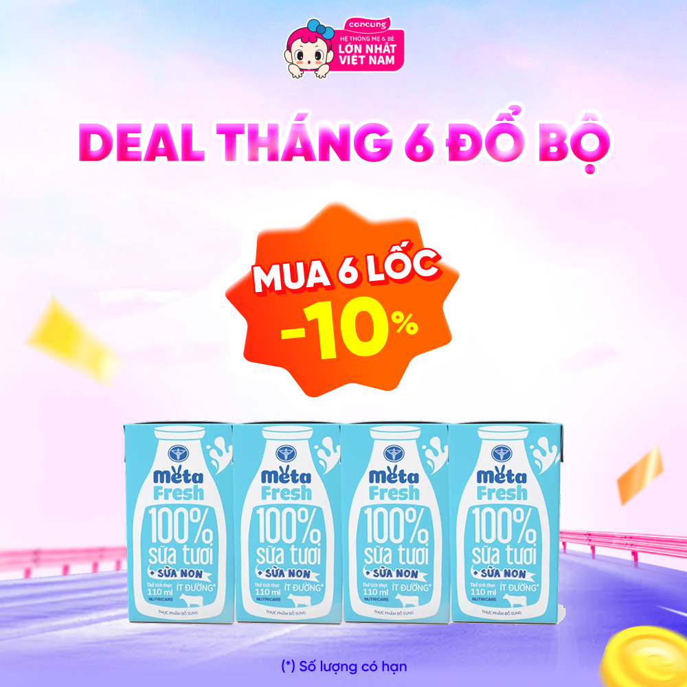 Sữa tươi ít đường bổ sung sữa non Metafresh 110ml, lốc 4 hộp