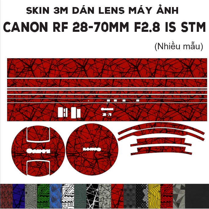 Skin dán Lens Canon RF 28-70mm f2.8 IS STM (Nhiều mẫu) | Decal Film 3M dán bảo vệ ống kính máy ảnh 28-70 mm