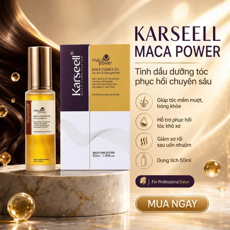 Tinh Dầu Dưỡng Tóc KARSEELL Maca Essence Oil 50ml | Dưỡng Tóc Mềm Mượt, Bóng Khỏe, Không Bết Tóc