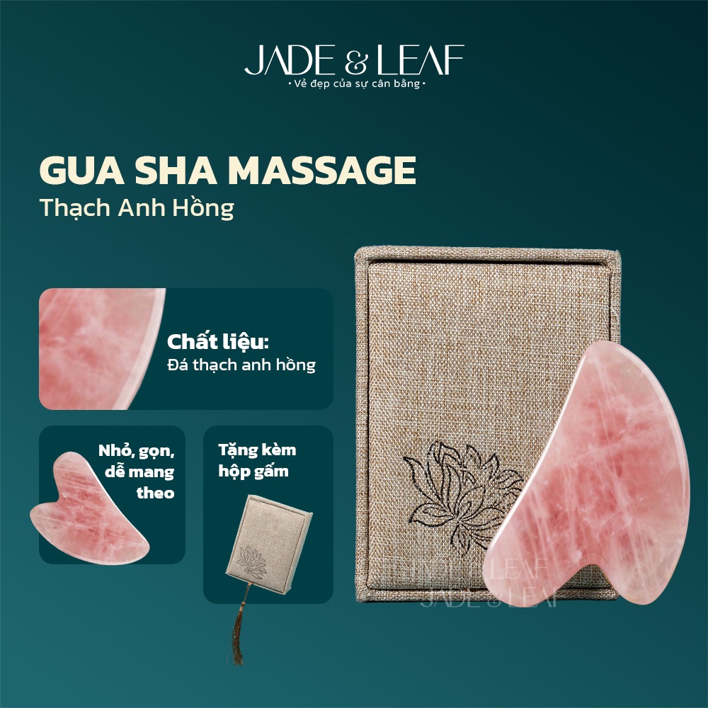 Đá Massage Mặt Guasha Jade&Leaf Đá Thạch Anh Hồng Tự Nhiên Nâng Cơ Mặt Mát Xa Hỗ Trợ Giấc Ngủ