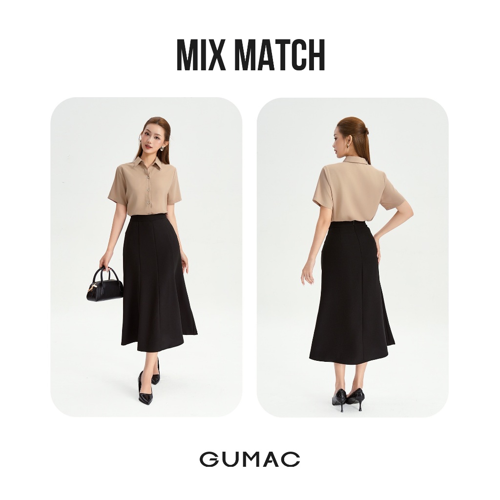 Áo Sơ Mi Nữ Tay Ngắn GUMAC Form Regular Cơ Bản Chất Lụa Mango Mềm Mát Bae00002 - AF05047