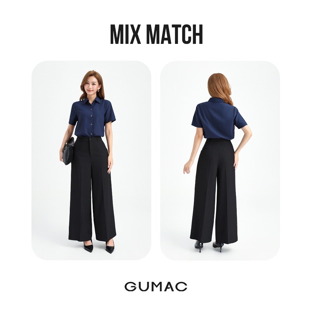 Áo Sơ Mi Nữ Tay Ngắn GUMAC Form Regular Cơ Bản Chất Lụa Mango Mềm Mát Bae00002 - AF05047