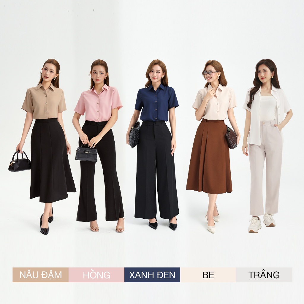 Áo Sơ Mi Nữ Tay Ngắn GUMAC Form Regular Cơ Bản Chất Lụa Mango Mềm Mát Bae00002 - AF05047