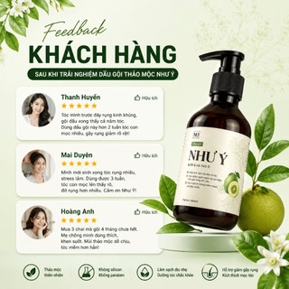 Cặp dầu gội xả bưởi hà thủ ô Như Ý 300ml dành cho tóc xơ yếu, gãy rụng, giúp tóc chắc khỏe mềm mượt