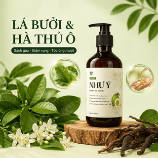Cặp dầu gội xả bưởi hà thủ ô Như Ý 300ml dành cho tóc xơ yếu, gãy rụng, giúp tóc chắc khỏe mềm mượt