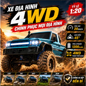 Xe RC leo núi địa hình 1:20 4WD 2 kiểu Pickup/SUV, xe điều khiển từ xa giảm chấn độc lập lốp offroad 4 màu cho bé trai