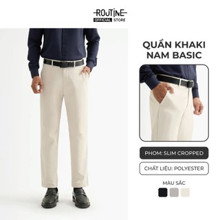 [🔥HOT] Quần Dài Kaki Nam Vải Dobby Texture Form Slim Cropped - Routine 10S25PCA010