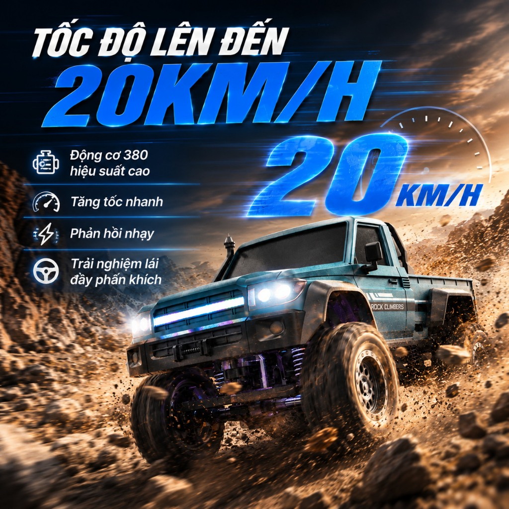 Xe RC leo núi địa hình 1:20 4WD 2 kiểu Pickup/SUV, xe điều khiển từ xa giảm chấn độc lập lốp offroad 4 màu cho bé trai