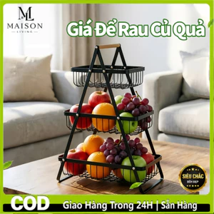Kệ Đựng Trái Cây 3 Tầng Đa Năng – Giá Để Rau Củ, Gia Vị Nhà Bếp Bằng Thép Carbon Sơn Tĩnh Điện