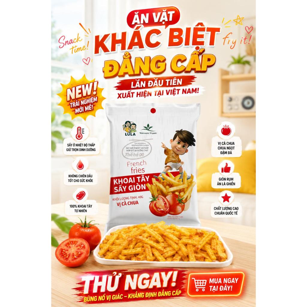 COMBO SNACK THẾ HỆ MỚI WAKAMONO ORGANIC: Khoai tây sấy giòn vị cà chua + Ngô sấy giòn + Nấm mix vị truffle