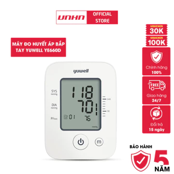 Máy Đo Huyết Áp Điện Tử Bắp Tay Chính Hãng YUWELL YE660D - [Nhập Khẩu Chính Hãng - Bảo Hành 5 Năm]