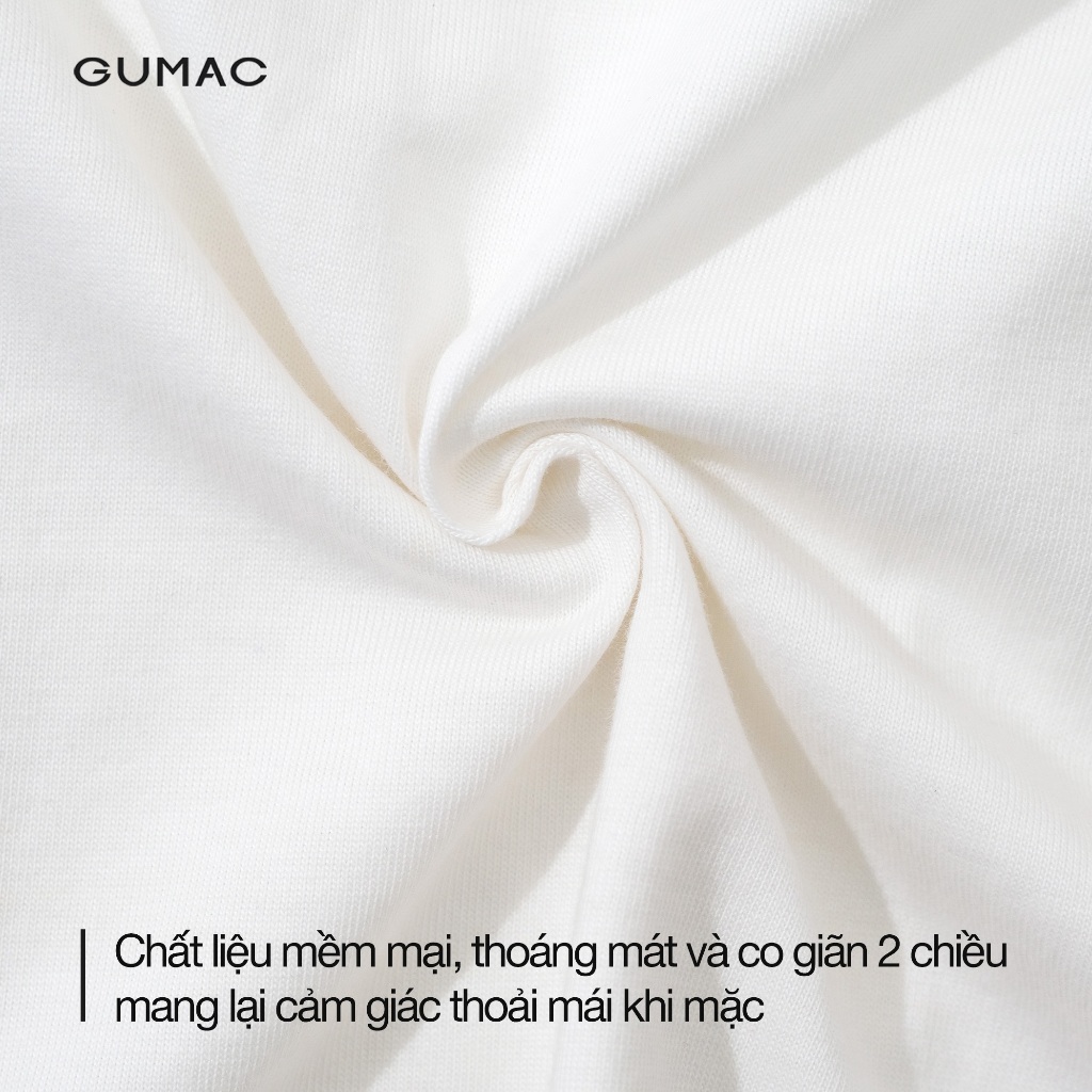 Áo Thun Nữ GUMAC Cổ Tròn Tay Ngắn Phối Dây Nơ Cách Điệu Chất Cotton Co Giãn Thoáng Mát LATF0423