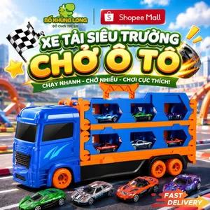 Ô Tô Đường Đua Dài 1m65 2 Tầng Kèm 6 Xe Sắt Xe Hot Wheels Đường Đua Xe Container Đồ Chơi Cho Bé Trai BỐ KHỦNG LONG