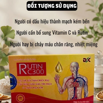 Rutin C300 Hộp 30 Viên – Vitamin C Rutin Hỗ Trợ Bền Thành Mạch, Giảm Nhiệt Miệng, Chảy Máu Chân Răng