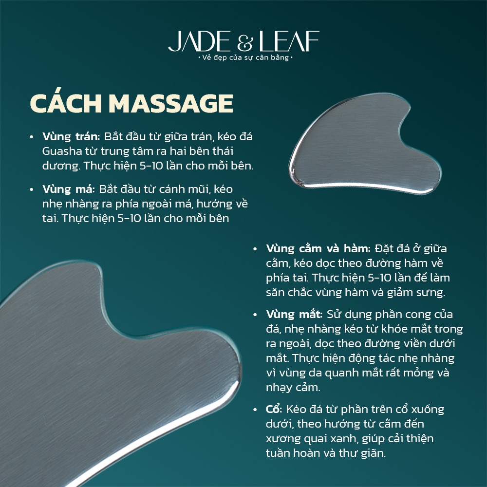 Đá Massage Mặt Guasha Jade&Leaf Thép Không Gỉ Nâng Cơ Mặt Mát Xa Hỗ Trợ Giấc Ngủ Thư Giãn Da Mặt