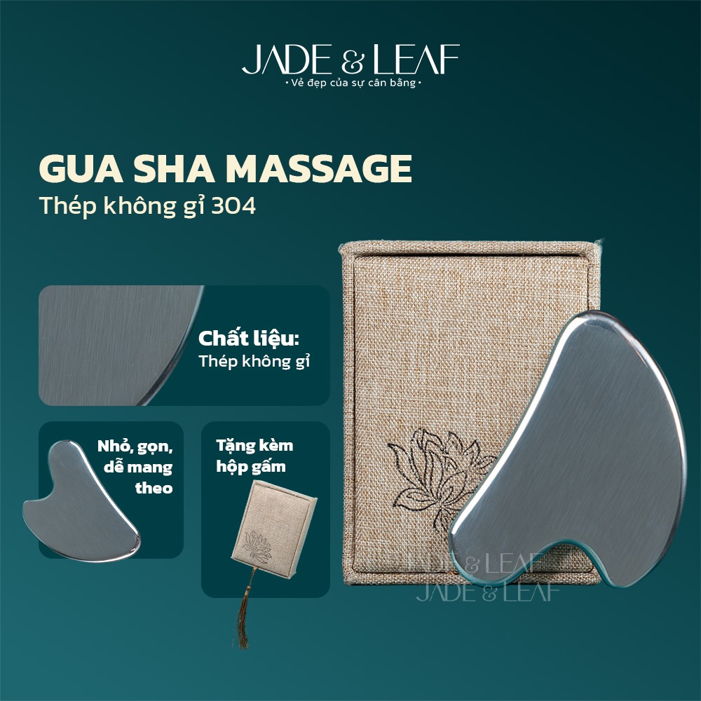 Đá Massage Mặt Guasha Jade&Leaf Thép Không Gỉ Nâng Cơ Mặt Mát Xa Hỗ Trợ Giấc Ngủ Thư Giãn Da Mặt