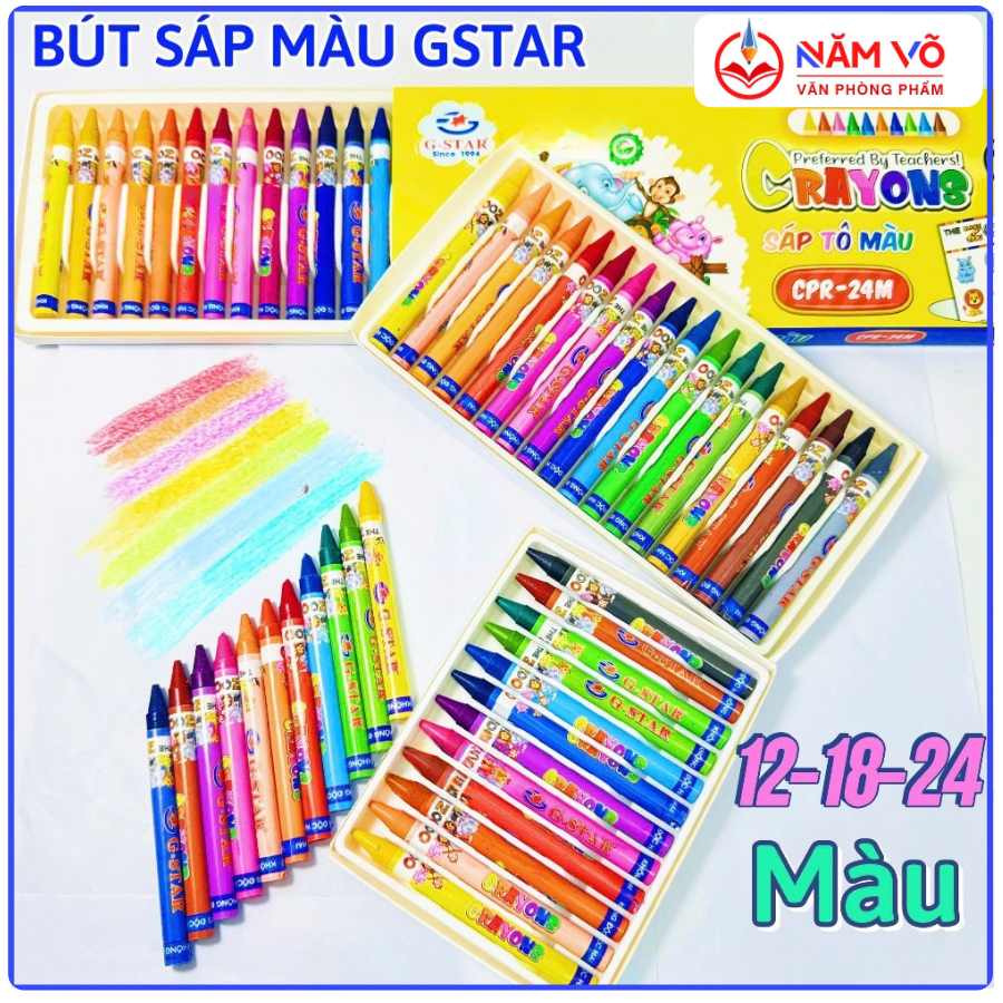 [CPR] HỘP 24/ 18/ 12 Cây Bút Sáp Tô Màu / Bút Sáp Màu Gstar CPR 12/18/24 Màu Kèm Sổ Tô Màu Cho Bé, Màu ẹp, Tươi Sáng