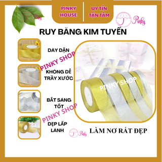 Ruy Băng Kim Tuyến Nhũ Vàng Bạc 5mm – 1cm – 2cm – 4cm – 5cm Cuộn 22m Trang Trí Noel, Gói Quà, Handmade Cao Cấp