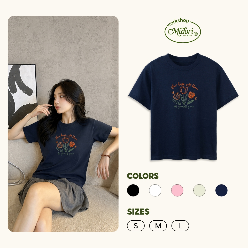 Áo Thun Baby Tee SLOW DAYS, SOFT BLOOMS Cao Cấp Phông Nam Nữ Unisex Cotton Local Brand | MI MIDORI