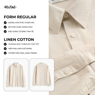 [🔥HOT] Áo Sơ Mi Linen Cotton Tay Dài Form Regular - Routine 10F24SHL048