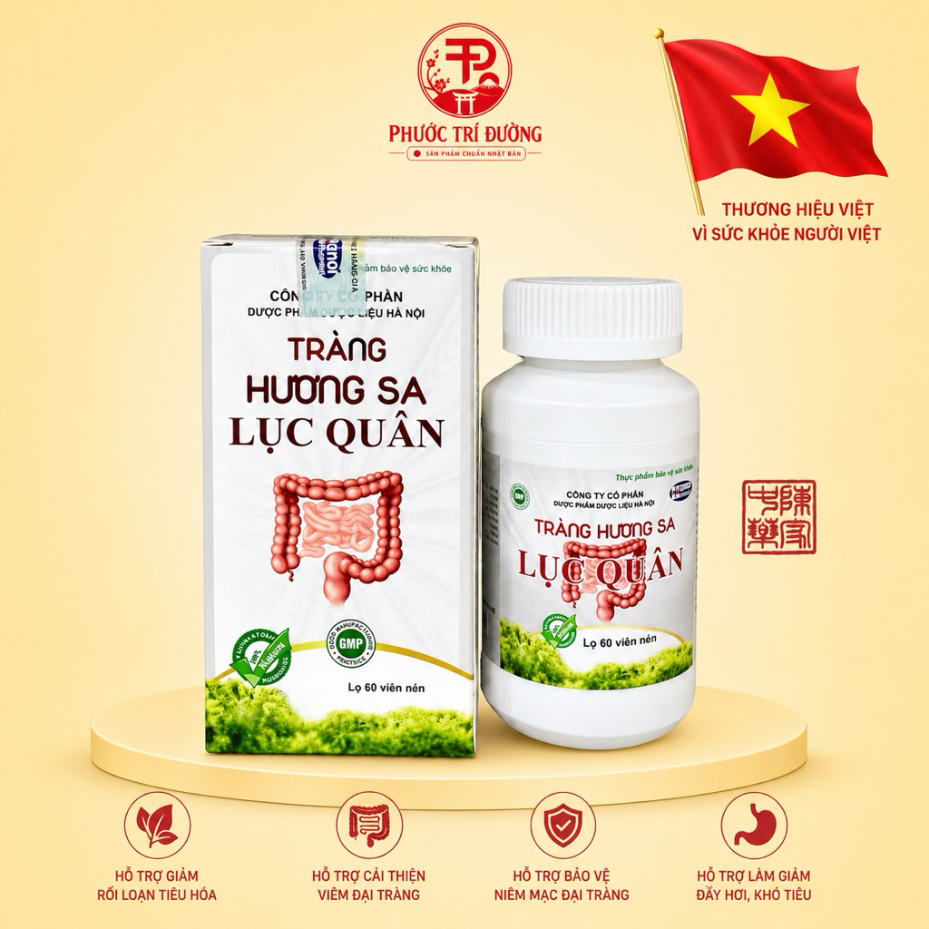Viên uống Tràng Hương Sa Lục Quân Hỗ trợ cho Người bị Vm Đại Tràng, Giảm Đầy Hơi, Khó Tiêu - Hộp 60 viên