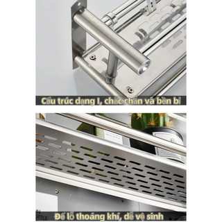 Kệ Treo Khăn Tắm Chất Liệu INOX SUS304 lắp đặt khoan tường, Giá vắt khăn phòng tắm đa năng tiện dụng