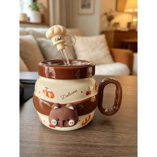Ly sứ dễ thương, lạ mắt và độc đáo, thích hợp làm quà tặng, có ống hút và hộp A451-1